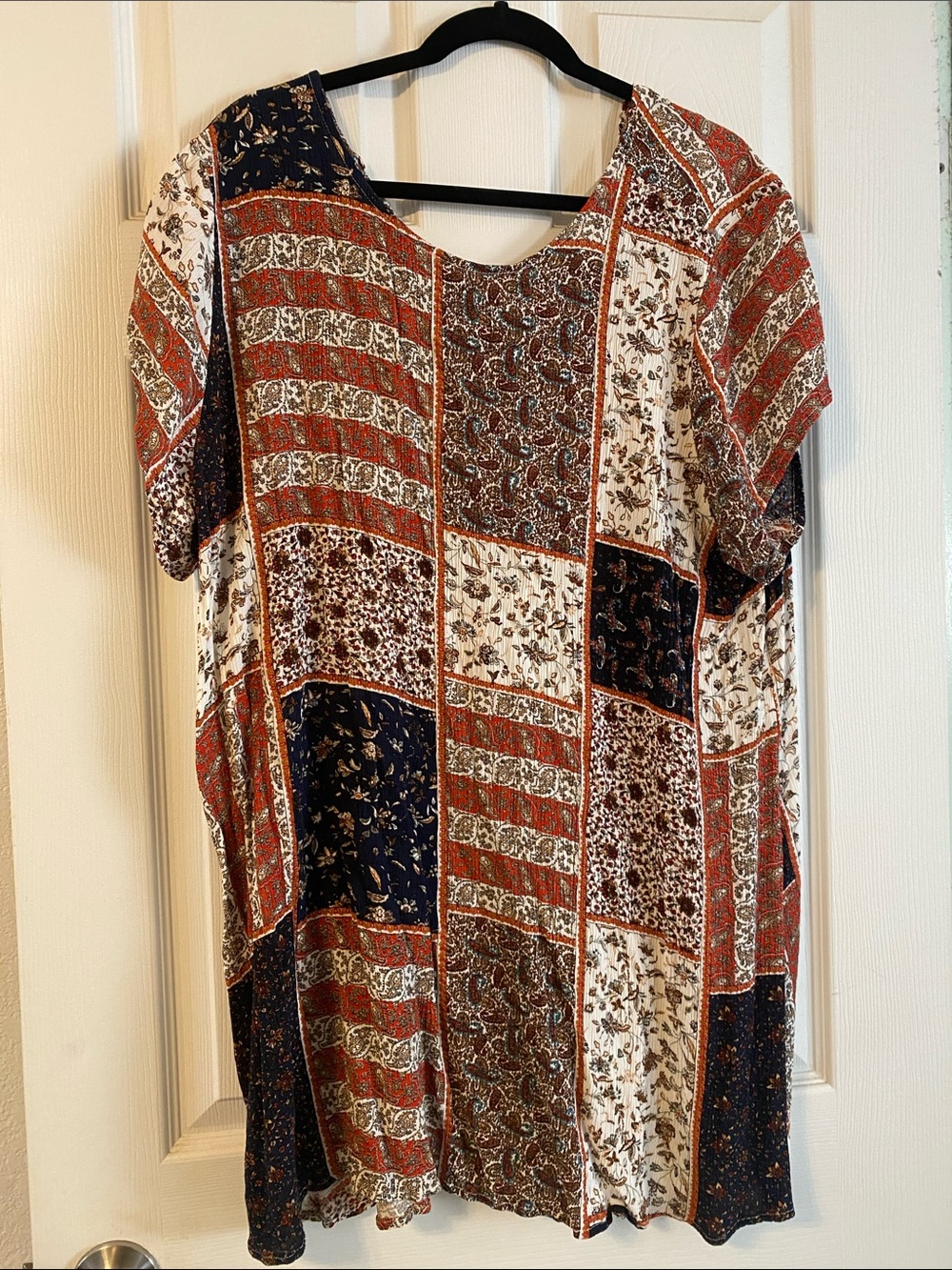 Boho Patchwork Short Sleeve Tunic